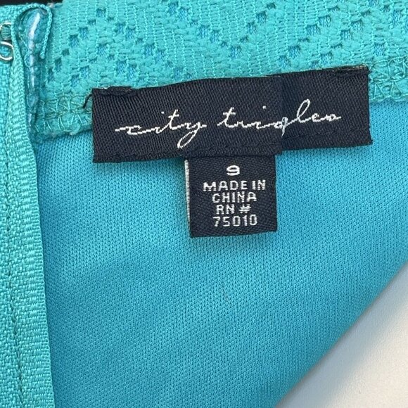 CITY TRIANGLES Strapless Fit & Flare Dress Size 9 Turquoise Floral Belted Mini‎ - Picture 9 of 15